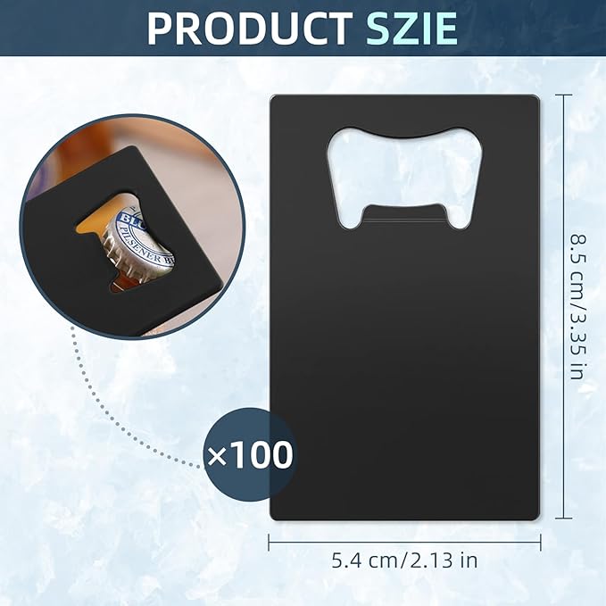 100 Pcs Stainless Steel Metal Card Beer Bottle Openers, DIY Bottle Opener for Party Favor Wedding Favor Groomsmen Bridesmaid Gift - Image 2