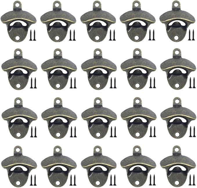 ANSLYQA 20 Pack Bottle Opener Wall Mounted, Vintage Beer Bottle Opener with Screws for Bars KTV Hotels Homes, (Bronze) by ANSLYQA