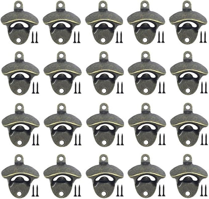 ANSLYQA 20 Pack Bottle Opener Wall Mounted, Vintage Beer Bottle Opener with Screws for Bars KTV Hotels Homes, (Bronze) by ANSLYQA