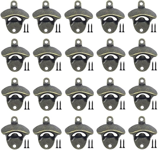 ANSLYQA 20 Pack Bottle Opener Wall Mounted, Vintage Beer Bottle Opener with Screws for Bars KTV Hotels Homes, (Bronze) by ANSLYQA