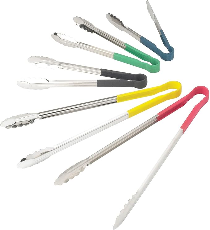 Winco Utility Tong with Black Non-Slip Grip, 12-Inch, Stainless Steel - Image 3