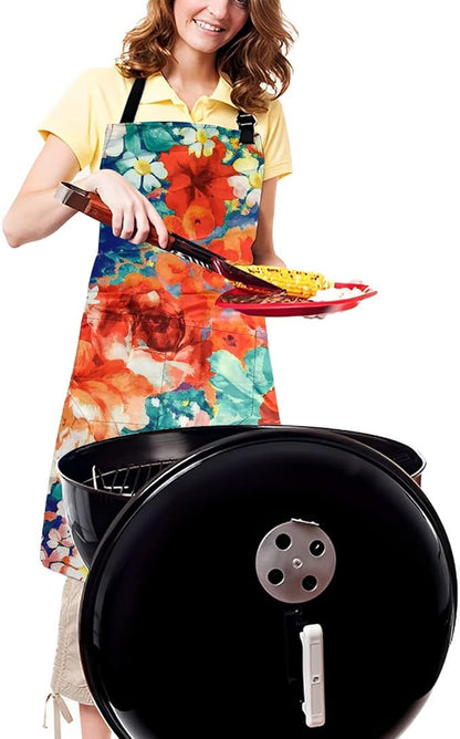 Adjustable Waterproof Apron Bib Apron with 2 Pockets Cooking Kitchen Aprons for Women Men Chef
