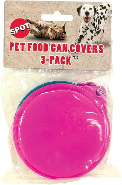 SPOT Pet Food Can Covers - Reusable Lids for Cat or Dog Food Tin -Fits 2.9 inch and 3.3 inch Diameter Cans, Fits Most Canned Foods - Durable, Easy to Use - Keeps Food Fresh - 3 Pack, Assorted Colors