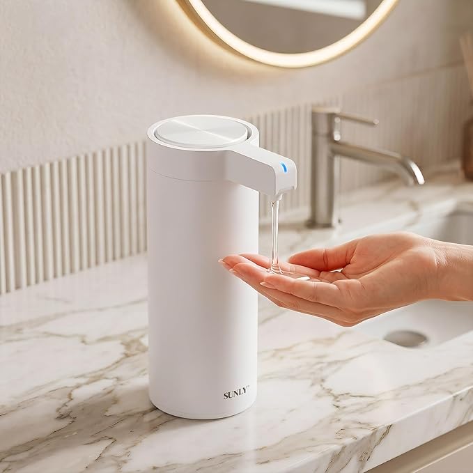 SUNLY Touchless Automatic Soap Dispenser – Clog-Free Pump, Fast Sensor, USB-C Rechargeable, Smudge-Resistant Stainless Steel, for Kitchen & Bathroom Soap Dispenser, White by SUNLYHOME