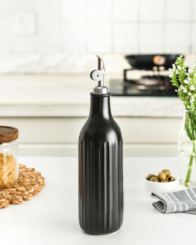 FE FUN ELEMENTS Olive Oil Dispenser Bottle, 19 oz Oil Dispenser for Kitchen and Vinegar Dispenser Bottle, Suitable for Vinegar, Coffee Syrups & Other Liquids, Black - Image 5