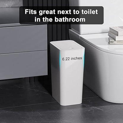 N. NETDOT Bathroom Trash Can with Lid 3 Pack Set,2 Packs 4Gal Slim Kitchen Trash Can and 1 Pack 2.6Gal Garbage Can,Small Trash Bin/Waste Basket for Bedroom,Office(Off White) - Image 2