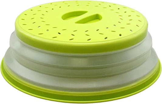 Dependable Industries' 2-in-1 Collapsible Microwave Splatter Guard Cover & Vegetable Washing Colander: The Ultimate Space-Saving Kitchen Essential