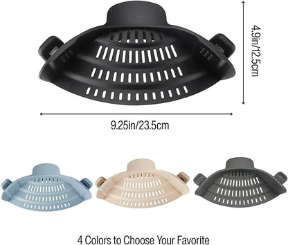 Silicone Pot Strainer, Emptycolor Adjustable Clip On Strainer for Pots Pans, Heat Resistant Pot Drainer, Kitchen Pasta Colander for Vegetables and Noodles (Black) - Image 2