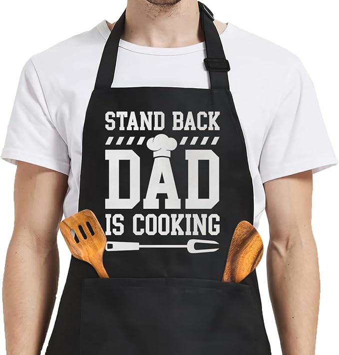 SANDJEST Funny Mens Aprons with Pockets for BBQ Grilling Cooking Grandpa Husband Apron for Birthday Christmas Father's Day