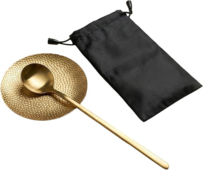 Simmer Stone Small Brass Coffee Spoon Rest for Coffee Bar - 3 Inch Gold Spoon Holder Set for Tea Station & Counter - Cute Round Mini Dish for Teaspoon, Tea Bag & Stirrer - Kitchen Decor Gift (1) by SIMMERSTONE