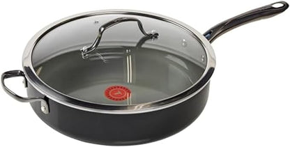 T-Fal Preserve Ceramic Nonstick Saute Pan with Lid 5.5 Qt, Oven and Broiler Safe up to 350°F Cookware, Frying Pan, Stay-Cool Handle, Skillet Pots and Pans, Black by T-falbrand