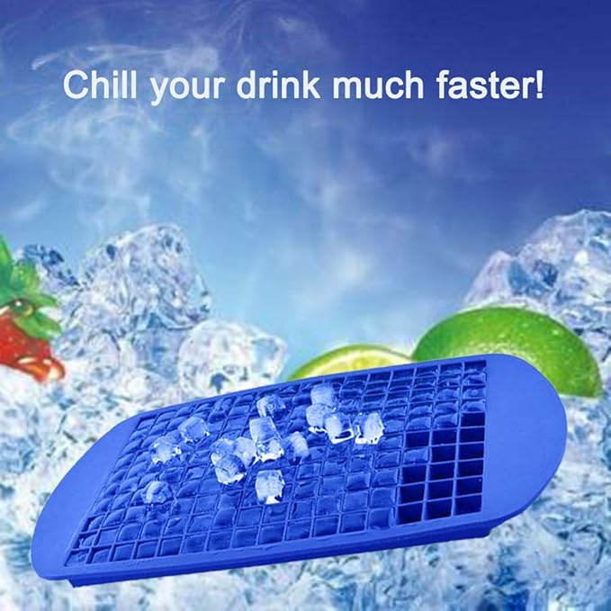 LeeYean Silicone Mini Ice Cube Trays 2 Pack, 160 Small Ice Cube Molds Easy Release Crushed Ice Cube for Chilling Whiskey Cocktail, BPA Free Flexible Stackable and Durable Soft Mold Storage Containers - Image 3