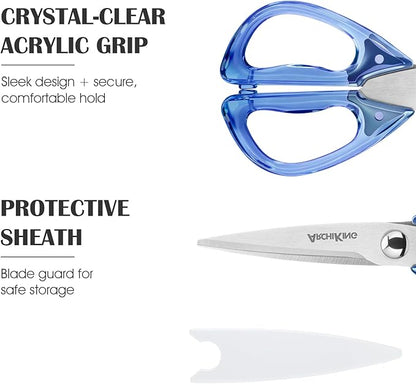 8.0inch Kitchen Shears, Sharp Stainless Steel Meat & Poultry Scissors, Transparent Blue Acrylic Handle, All Purpose Utility Cooking Scissors for Kitchen/BBQ/Home/Office - Image 6