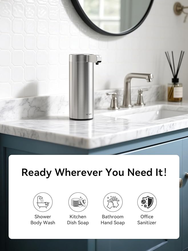 SUNLY Touchless Automatic Soap Dispenser – Clog-Free Pump, 0.2s Fast Sensor, USB-C Rechargeable, Smudge-Resistant Stainless Steel, for Kitchen & Bathroom Soap Dispenser - Image 8