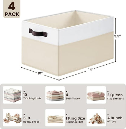 Criusia 4 Pack Baby Clothes Organizer Bins, Fabric Collapsible Storage Baskets with Handles, Odorless Storage Bins for Toy Clothes Nursery Kids Room Playroom Classroom (14L*10W*9.5H) - Image 2