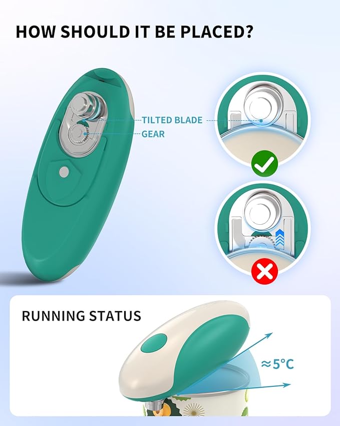 CIRCLE JOY Rechargeable Electric Can Opener, One-Touch Automatic Can Opening with Lid Remover & Smooth Edge Cutting, Food-Safe, Easy to Use for Seniors and Arthritis, Green - Image 6
