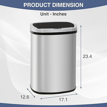 PayLessHere | 13 Gallon Stainless Steel Trash Can | Steel | Automatic Touchless Lid with Motion Sensor | Kitchen Garbage Can with Waterproof Design | for Home, Office, Bathroom | Pack of 1 - Image 7