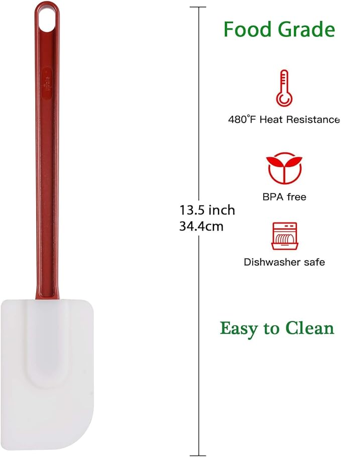 Silicone Rubber Spatula Set of 3, 14 Inch High Heat Commercial Spatula (3 Scrapers) - Image 6