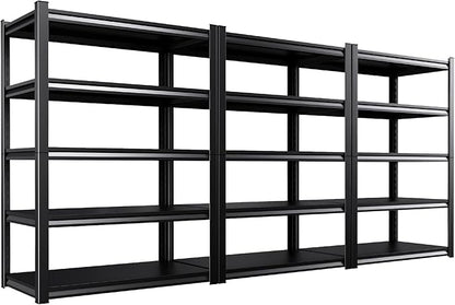 Set of 3 Garage Shelving - 2050 lbs 5 Tier Storage Shelves, Adjustable Heavy Duty Metal Shelving Unit and Storage Large Rack, Utility Steel Shelf for Warehouse Industrial Pantry Basement 71"x46"x20"