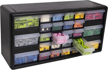 Akro-Mils 26-Drawer Plastic Drawer Storage Cabinet for Garage Organization, Bead Organizer, Building Bricks Storage, Teacher Toolbox, Makeup Organizer, 20" W x 6" D x 10" H, 10126 Black - Image 9