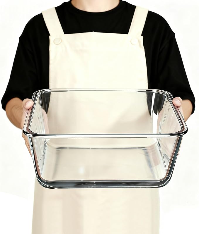 Extra Large Glass Storage Containers with Lids 220oz/6500ml - Airtight Borosilicate Large Glass Food Storage container for Rotisserie Chicken, Turkey - XL Big Glass Bowl Freezer to Oven Safe
