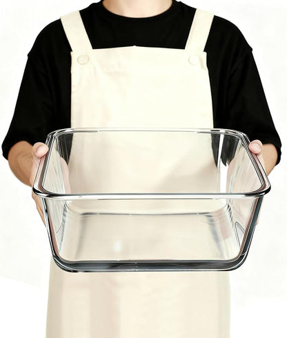 Extra Large Glass Storage Containers with Lids 220oz/6500ml - Airtight Borosilicate Large Glass Food Storage container for Rotisserie Chicken, Turkey - XL Big Glass Bowl Freezer to Oven Safe