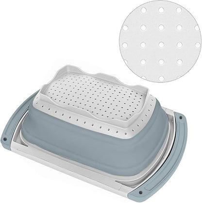 Qimh Collapsible Colander | Over The Sink Silicone Kitchen Strainers and Colanders with Extendable Handles | Veggies, Fruit and Pasta Foldable Strainer for Kitchen, 6-Quart, BPA Free - Image 7