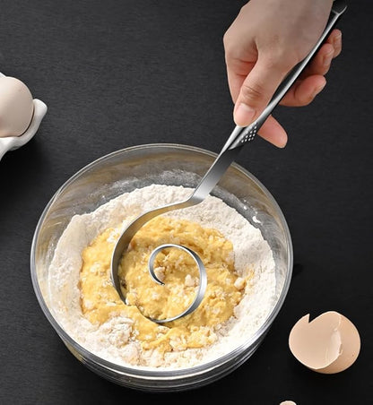 Seamless Danish Dough Whisk -10" Stainless Steel Dutch Bread Dough Whisk Tool for Sourdough Bread Baking, Whisking, Pizza, Pastry, Cake Batter, Biscuits,Dishwasher Safe - Image 4