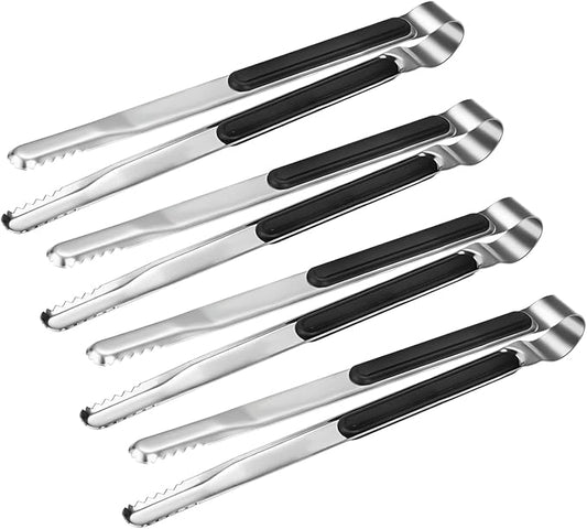 4 Pack Premium Stainless Steel Kitchen Tongs, Serving Tongs for Cooking, XEVOM Metal Food Tongs with Non-Slip Grip, Heat Resistant Grill Tongs 10 inch by XEVOM