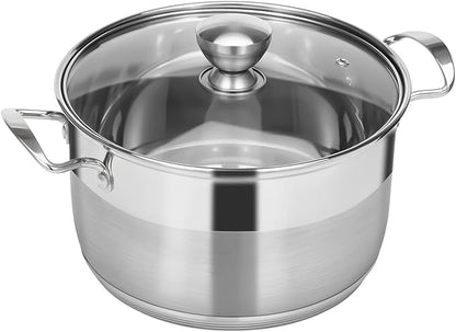 Ohtomber 8 Quart Stock Pot - Stainless Steel Large Cooking Induction Pot with Lid for Pasta, Soup, Spaghetti, Nonstick Thick Base Deep Stockpot, Kitchen Cookware for Stew, Simmer, Boiling, Canning by Ohtomber