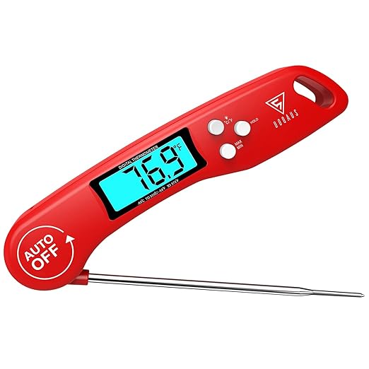 DOQAUS Digital Meat Thermometer, Instant Read Food Thermometer for Cooking with Backlit & Auto-Rotating Display, 4.6” Probe for Grilling, Baking, and Perfect BBQ by DOQAUS