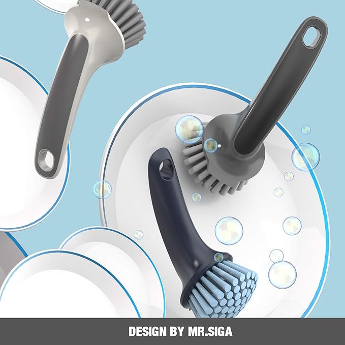 MR.SIGA Pot and Pan Cleaning Brush, Dish Brush for Kitchen, Pack of 2 - Image 4