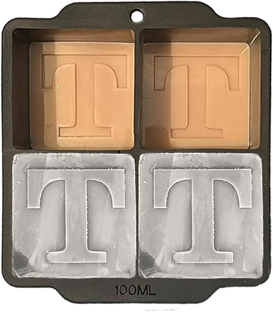 Monogrammed Ice Cubes Mold with Lid, 2 inch Whiskey Ice Cube Tray, Personalized Initials Silicone Cocktail Ice Cube Mold, Wedding Monogram, Thank You Gift, Gifts for Dad (Letter T)