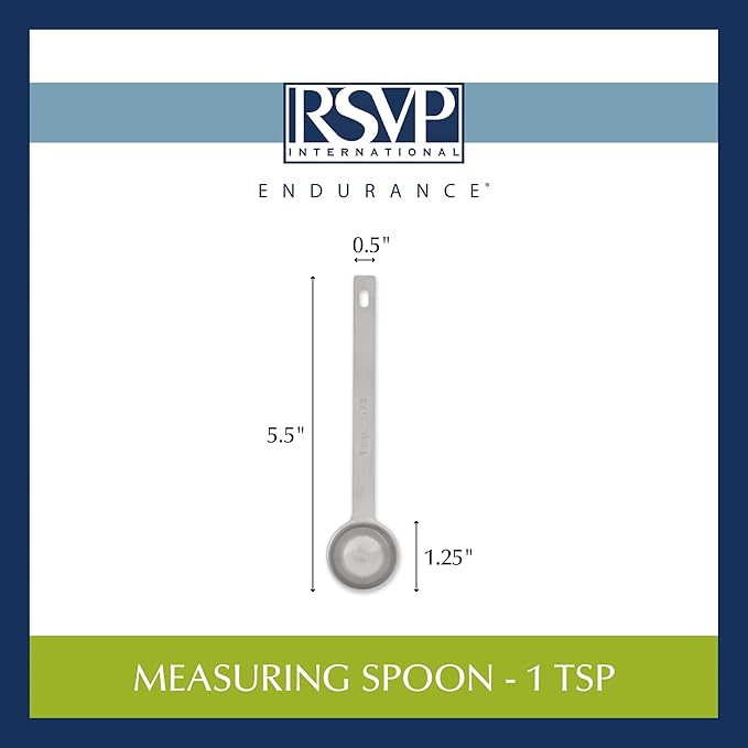 RSVP International Endurance Kitchen Collection Open Stock Measuring Spoon, Stainless Steel, Dishwasher Safe, 1-Teaspoon - Image 7