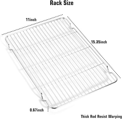 Wildone Baking Sheet & Rack Set [2 Sheets + 2 Racks], Stainless Steel Cookie Pan with Cooling Rack, Size 16 x 12 x 1 Inch, Non Toxic & Heavy Duty & Easy Clean - Image 5