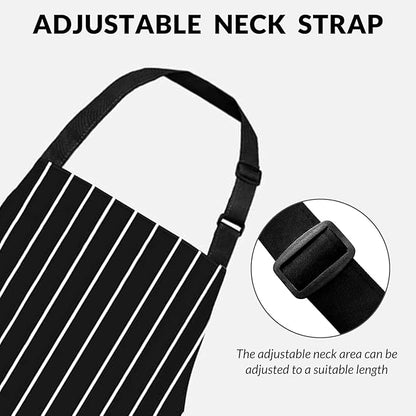 2Pack Adjustable Kitchen Apron for Women Men with 2 Pockets，Cotton-Polyester Blend Bib Aprons for Cooking,Baking - Image 5