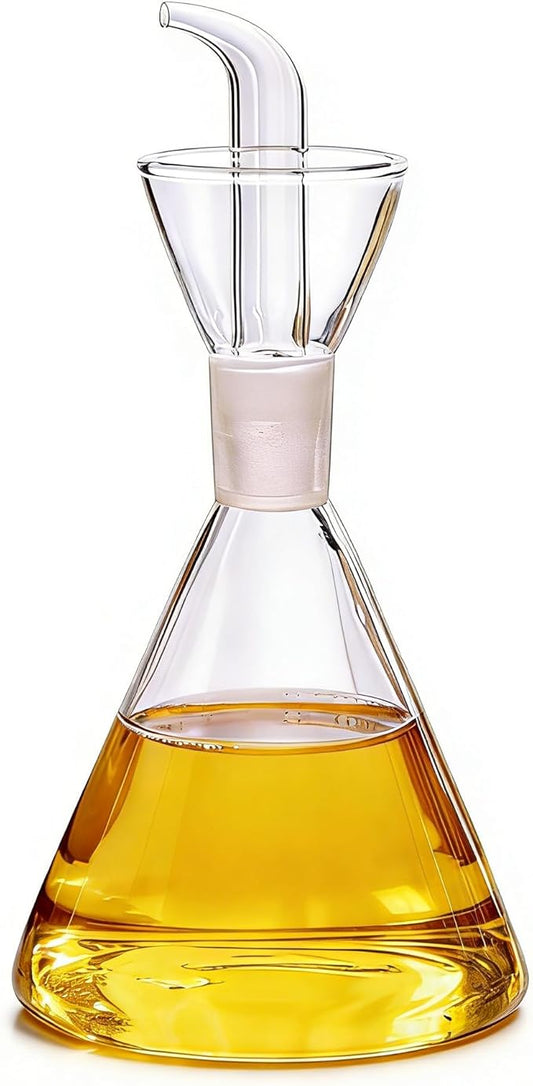ELETON Conical Borosilicate Glass Olive Oil Dispenser – Non Drip Oil Bottle for Kitchen, Leak Proof Vinegar Cruet, Easy Clean, 16 oz by ELETON