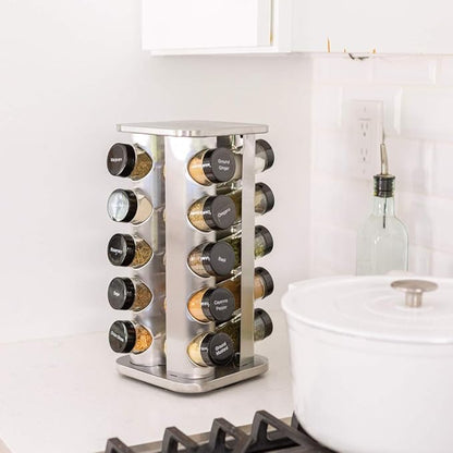 Orii 20 Jar Rotating Spice Rack with Spices Included & 5-Year Free Spice Refill Program – Stainless Steel Countertop Spice Rack with 3 oz Glass Jars - Image 3