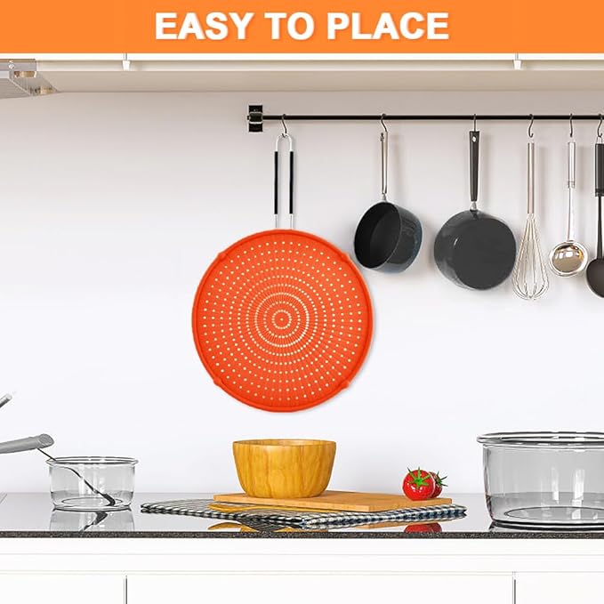 Splatter Screen for Frying Pan, Grease Splatter Guard, Heat-Resistant Splatter Guards for Frying, Silicone Splatter Guard for Everyday Cooking, Dishwasher Safe, Red （16in×12in×0.5in） - Image 3