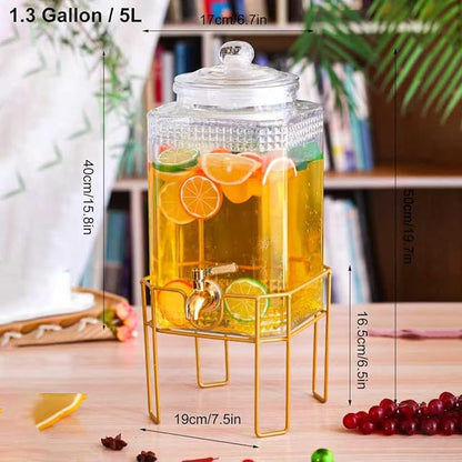 1.3 Gallon Beverage Dispenser with Stand,Stainless Steel Spigot-Lemonade Drink Dispenser for Parties and Weddings,Ideal for Juice,Coffee,Sangria