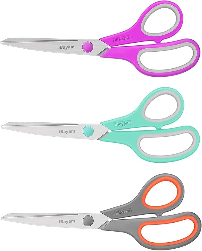iBayam 8 '' Multipurpose Heavy Duty Scissors Bulk 24-Pack, 2.5mm Thickness Ultra Sharp Blade Shears with Comfort-Grip Handles for Household School Office Supplies, Right/Left Hand Tools - Image 8