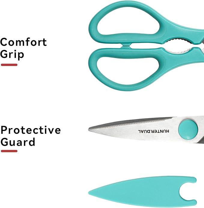 Kitchen Scissors for Food, HUNTER.DUAL Heavy Duty Come Apart Poultry Shears for Cooking, All Purpose for Cutting Chicken, Meat, Fish & Vegetables (Auqa, 8.35 Inch) - Image 6