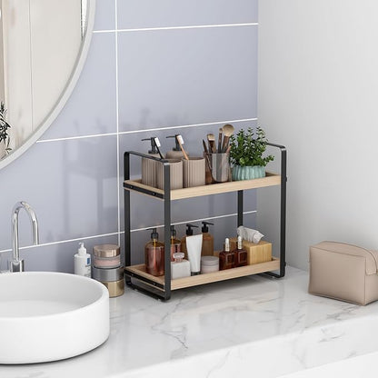 HNRLOY Bathroom Counter Organizer,Bathroom Countertop Organizer,Counter Shelf,Countertop Storage,Organization and Storage,Makeup Shelf,Sink Caddy(Burlywood 2 Tier) - Image 5