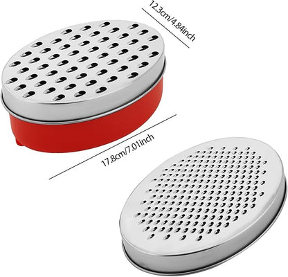 Kunovo Cheese Grater With Airtight Storage Container,cheese shredder&vegetable grater，Box Grater (1-Red)