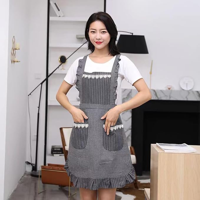 Cute Apron for Women with Pockets, Comfortable Kitchen Apron, Perfect for Cafe Shop, Baking, Gardening, Cooking.
