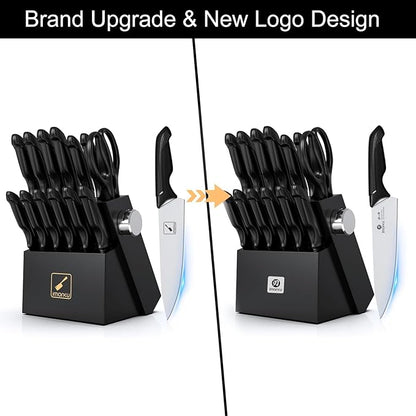 imarku 14-Piece Premium Knife Block Set, Black Kitchen Knife Set with Block and Build-in Sharpener, High-Carbon Stainless Steel Knives for Lasting Sharpness, Dishwasher Safe, Gift for Men - Image 6