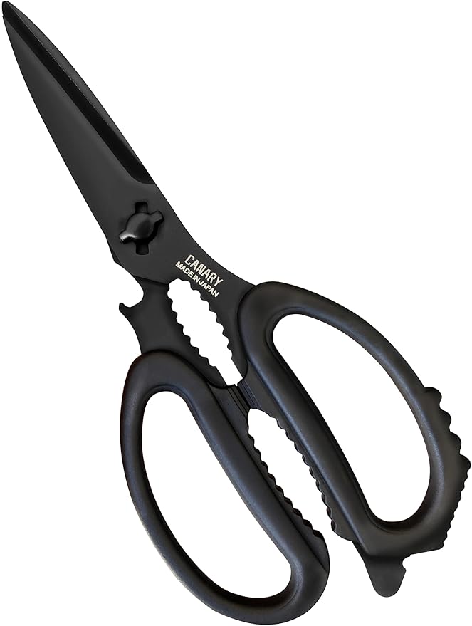 CANARY Japanese Kitchen Scissors All Purpose Heavy Duty 8.2" Matte Black, Made in JAPAN, Dishwasher Safe Come Apart Blade, Multipurpose Kitchen Shears, Sharp Serrated Japanese Stainless Steel Blade by CANARY