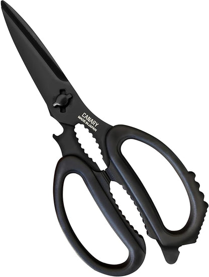 CANARY Japanese Kitchen Scissors All Purpose Heavy Duty 8.2" Matte Black, Made in JAPAN, Dishwasher Safe Come Apart Blade, Multipurpose Kitchen Shears, Sharp Serrated Japanese Stainless Steel Blade by CANARY