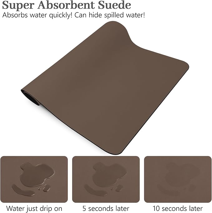 Bloss Absorbent Coffee Mat, Dish Drying Mat for Kitchen Counter Coffee Bar Accessories Espresso Machine, Dish Drainer/Home Improvement(16.1"x24.1", Brown) - Image 4