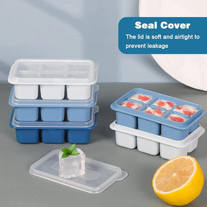 Ice Cube Trays 2 Pack - Mini Size Silicone Ice Cube Molds with Removable Lids Reusable and BPA Free for Whiskey, Cocktail, Stackable Flexible Safe Ice Cubes